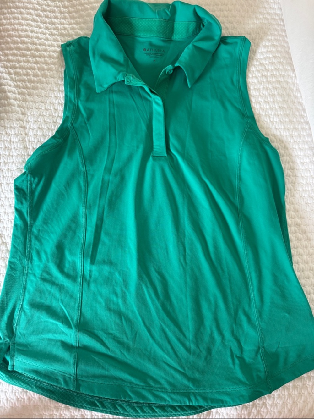 Athleta Sleeveless Polo Tank in Teal Green